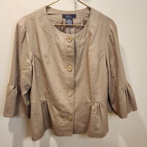 George Tan Linen Blend  Women's Button Down Jacket Size 16